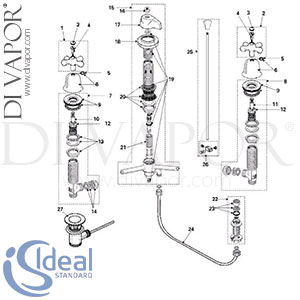 Ideal Standard Reprise Bidet Mixer Spare Parts - IDL DV 266